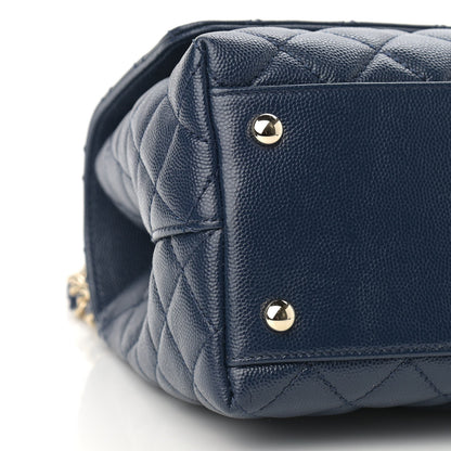 Chanel Caviar Lizard Embossed Quilted Small Coco Handle Flap Navy Blue 9 of 10