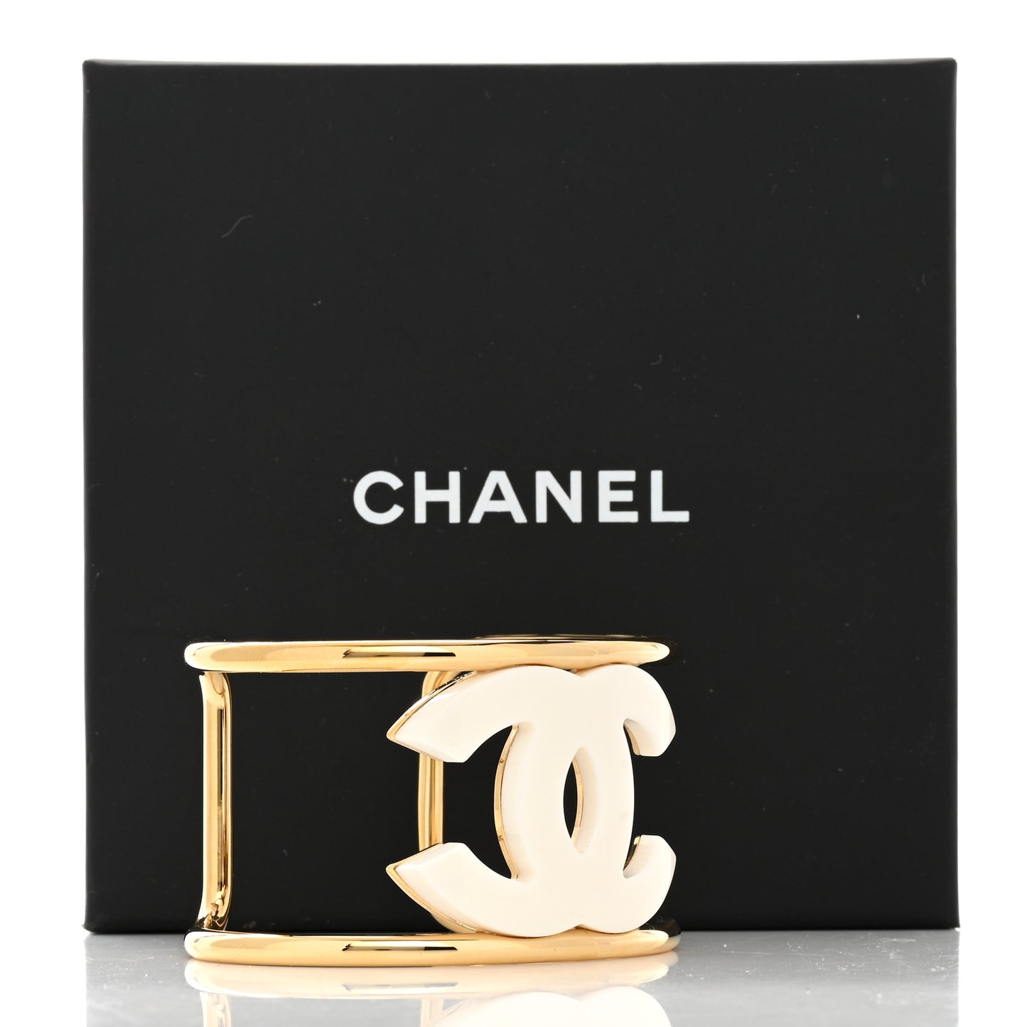 Metal Resin CC Cuff Gold White