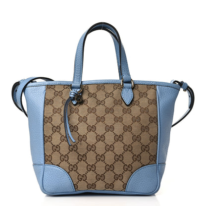 Gucci Monogram Dollar Calfskin Small Bree Tote Beige Ebony Mineral Blue 1 of 11