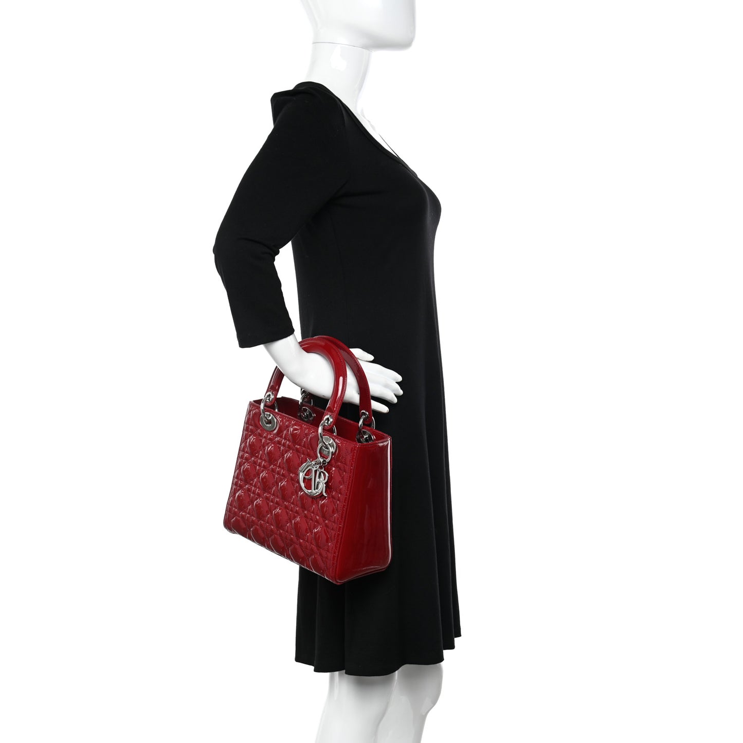 Patent Cannage Medium Lady Dior Red
