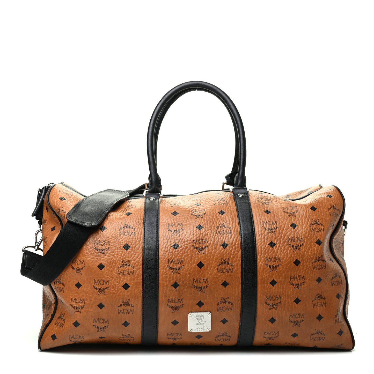Visetos Large Traveler Weekender Duffle Bag Cognac Black