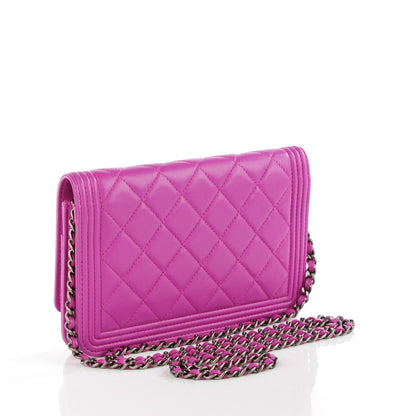 Chanel Lambskin Quilted Boy Wallet On Chain WOC Purple 3 of 8