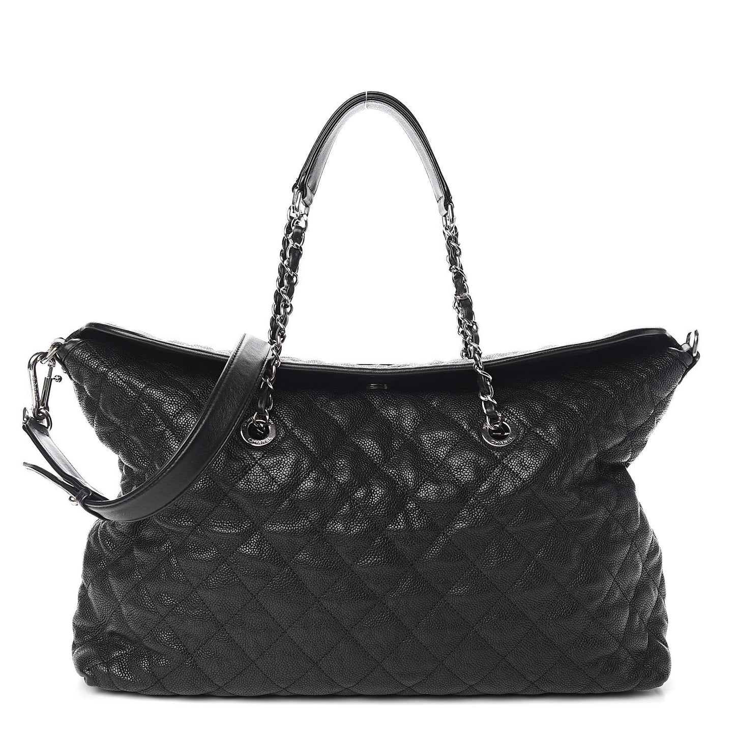 Caviar Quilted French Riviera Shouler Bag Black