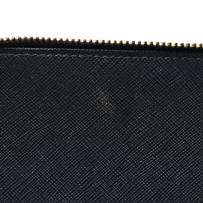 Prada Saffiano Metal Large Zip Around Travel Wallet Black 11 of 15