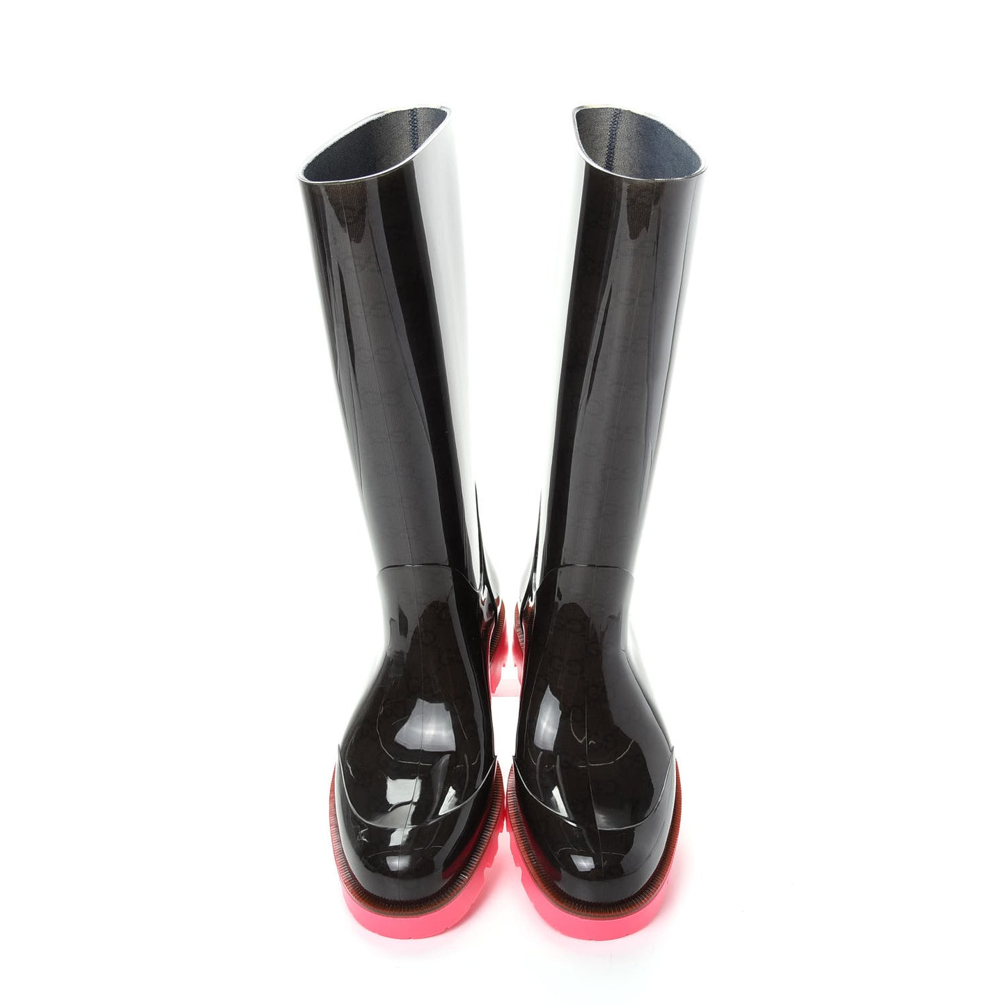 Rubber Monogram Edinburg Rain Boots 38 Pink Brown