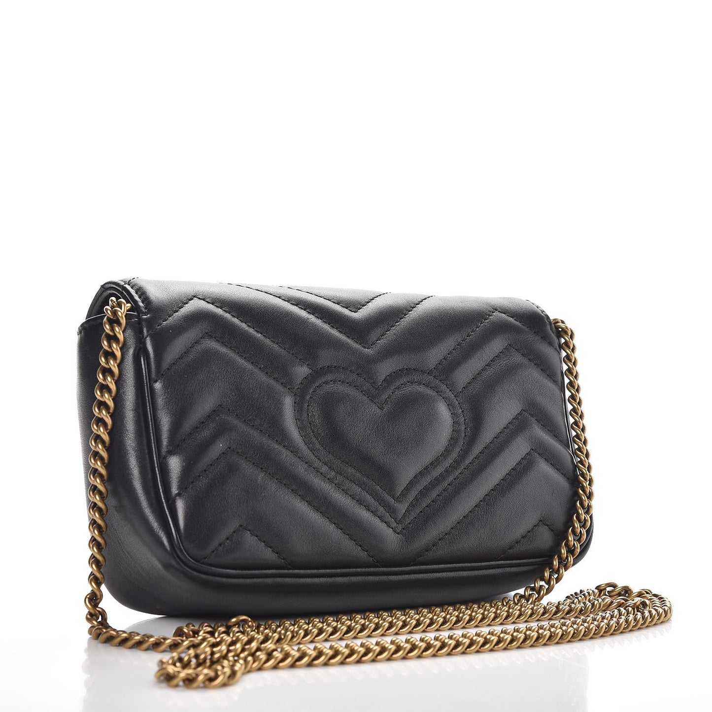 Calfskin Matelasse Super Mini GG Marmont Shoulder Bag Black