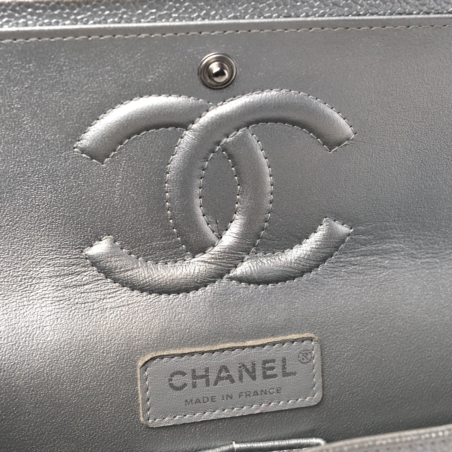 Chanel Metallic Caviar Quilted Medium Double Flap Silver 12 of 15