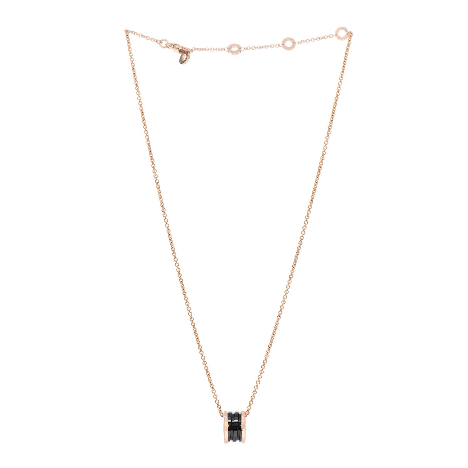 Bulgari 18K Rose Gold Black Ceramic B.Zero1 Pendant Necklace 3 of 6