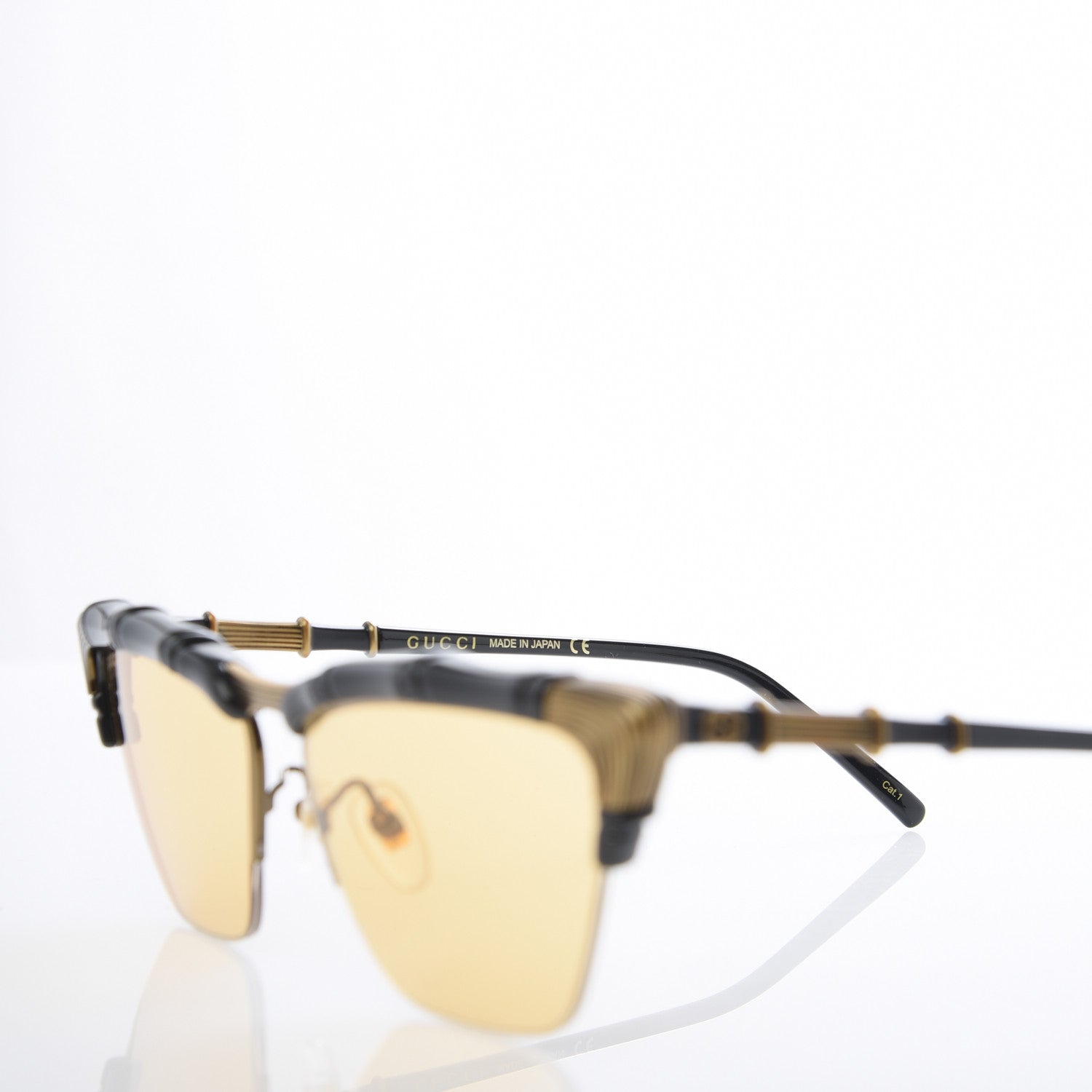 Gucci Acetate Metal Bamboo Sunglasses GG660S Black Yellow 6 of 7