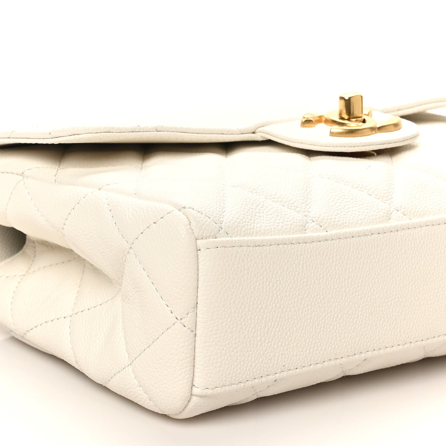Caviar Quilted Coco First Flap White