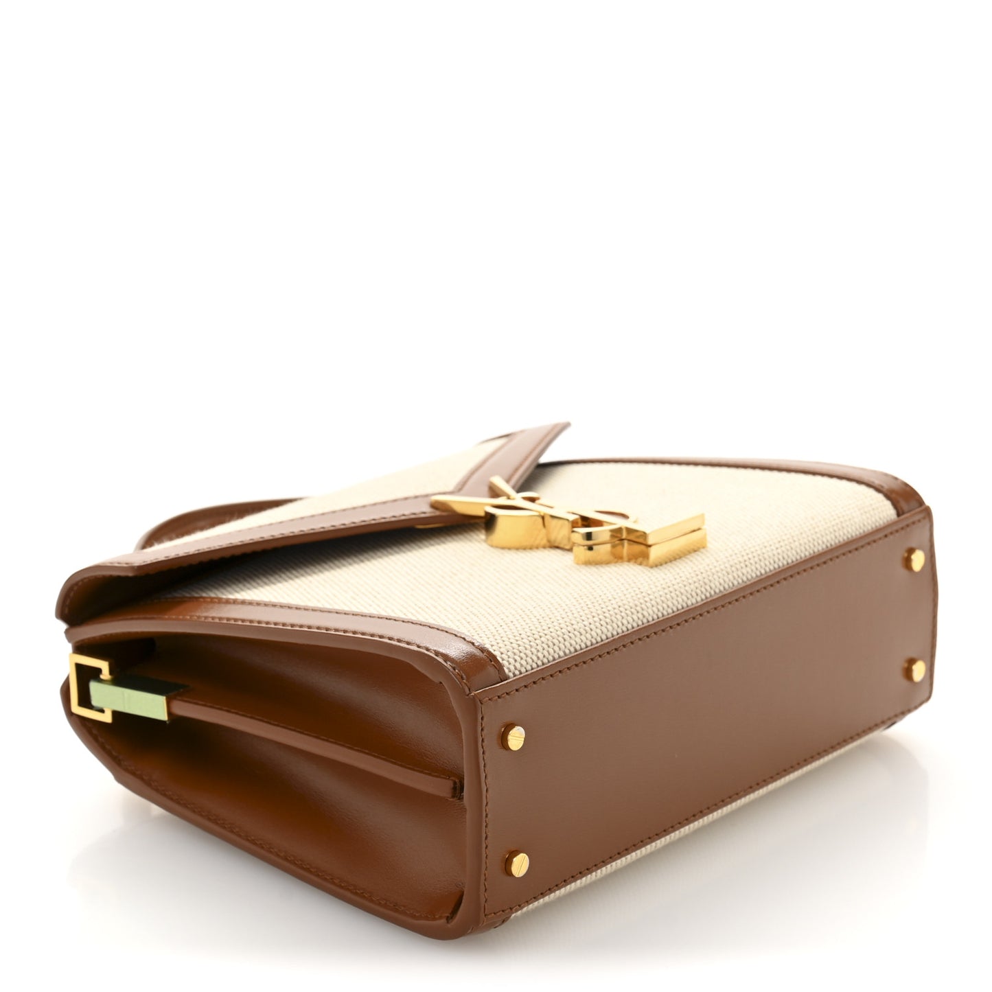 Canvas Calfskin Mini Classic Monogram Cassandra Top Handle Tan Natural