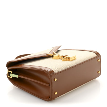 Saint Laurent Canvas Calfskin Mini Classic Monogram Cassandra Top Handle Tan Natural 4 of 12