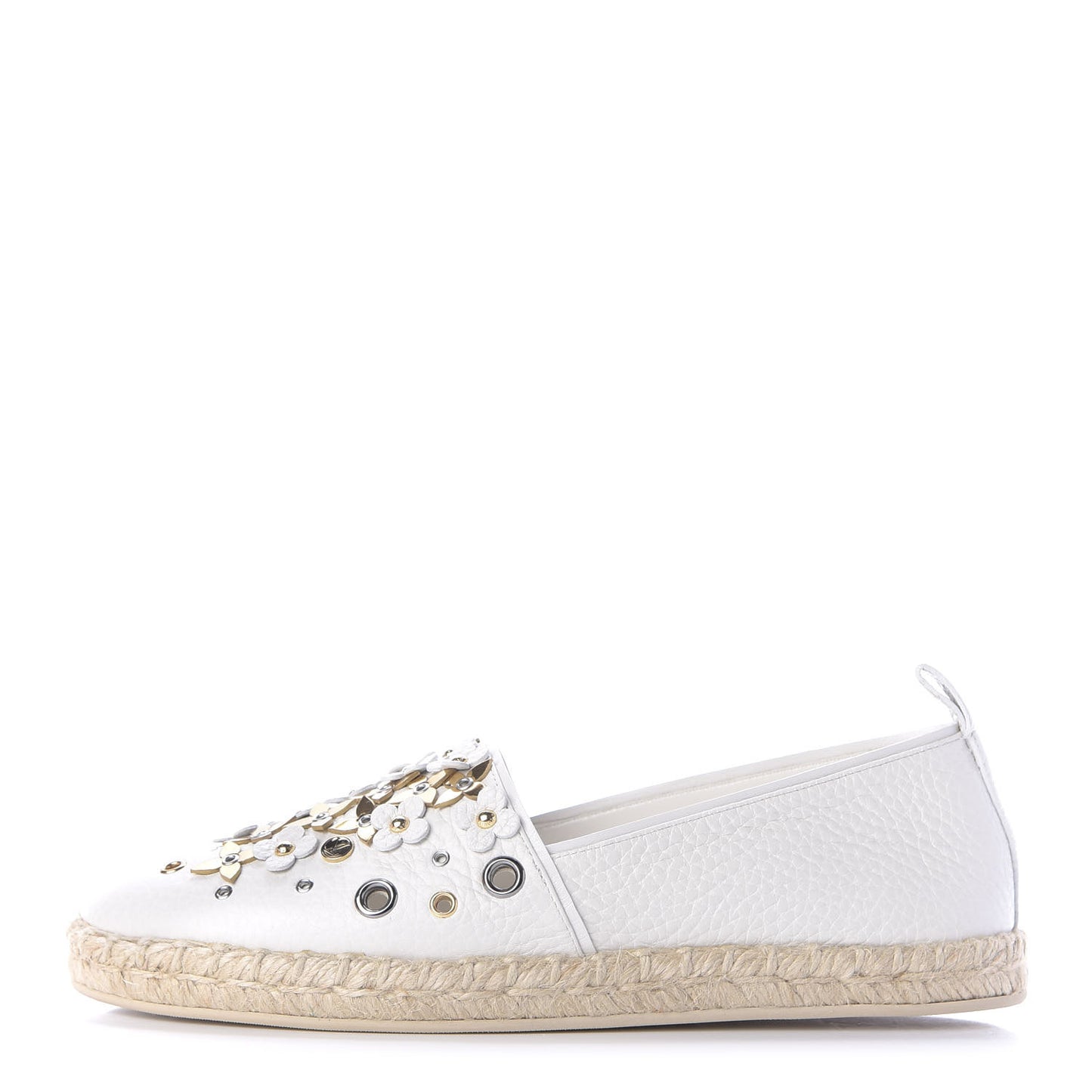 Calfskin Tropical Bloom Espadrille Flat 37.5 White