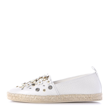 Louis Vuitton Calfskin Tropical Bloom Espadrille Flat 37.5 White 1 of 11