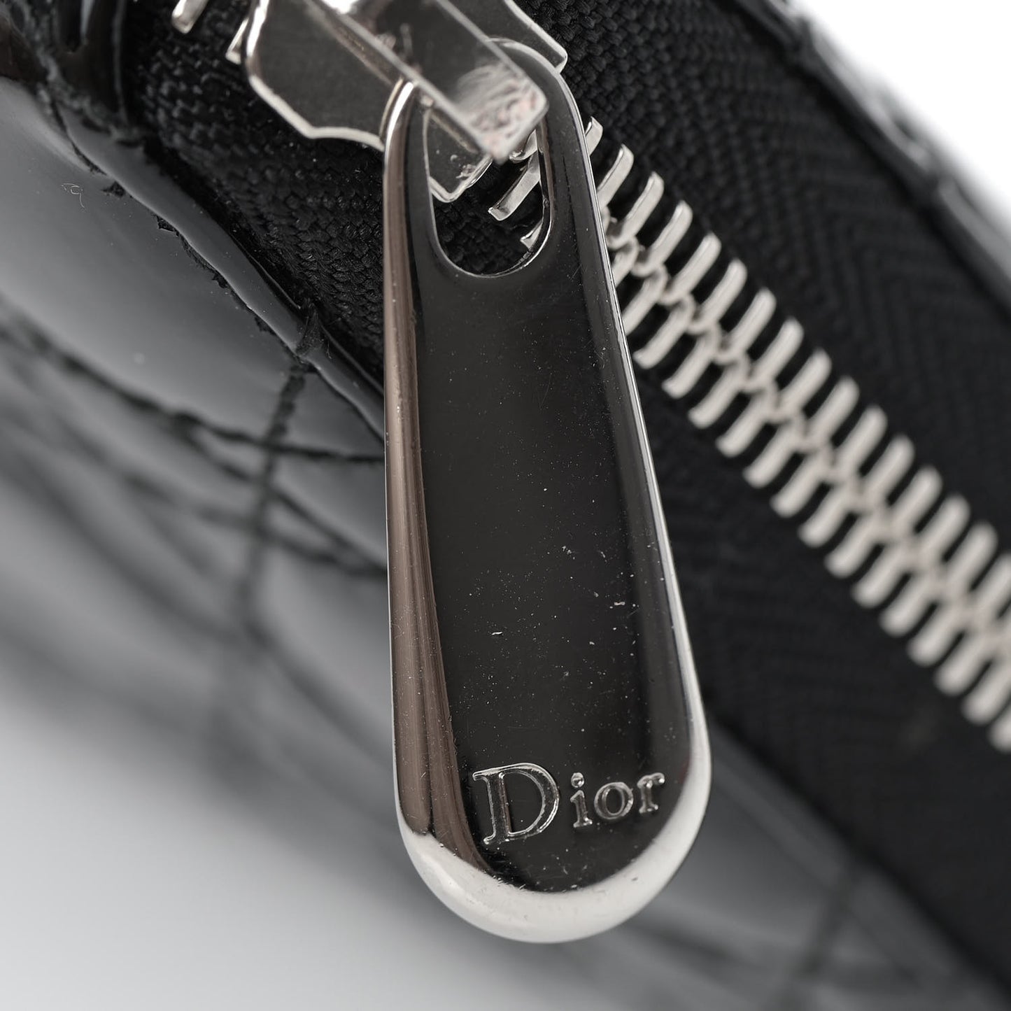 Patent Cannage Lady Dior Continental Zip Wallet Black