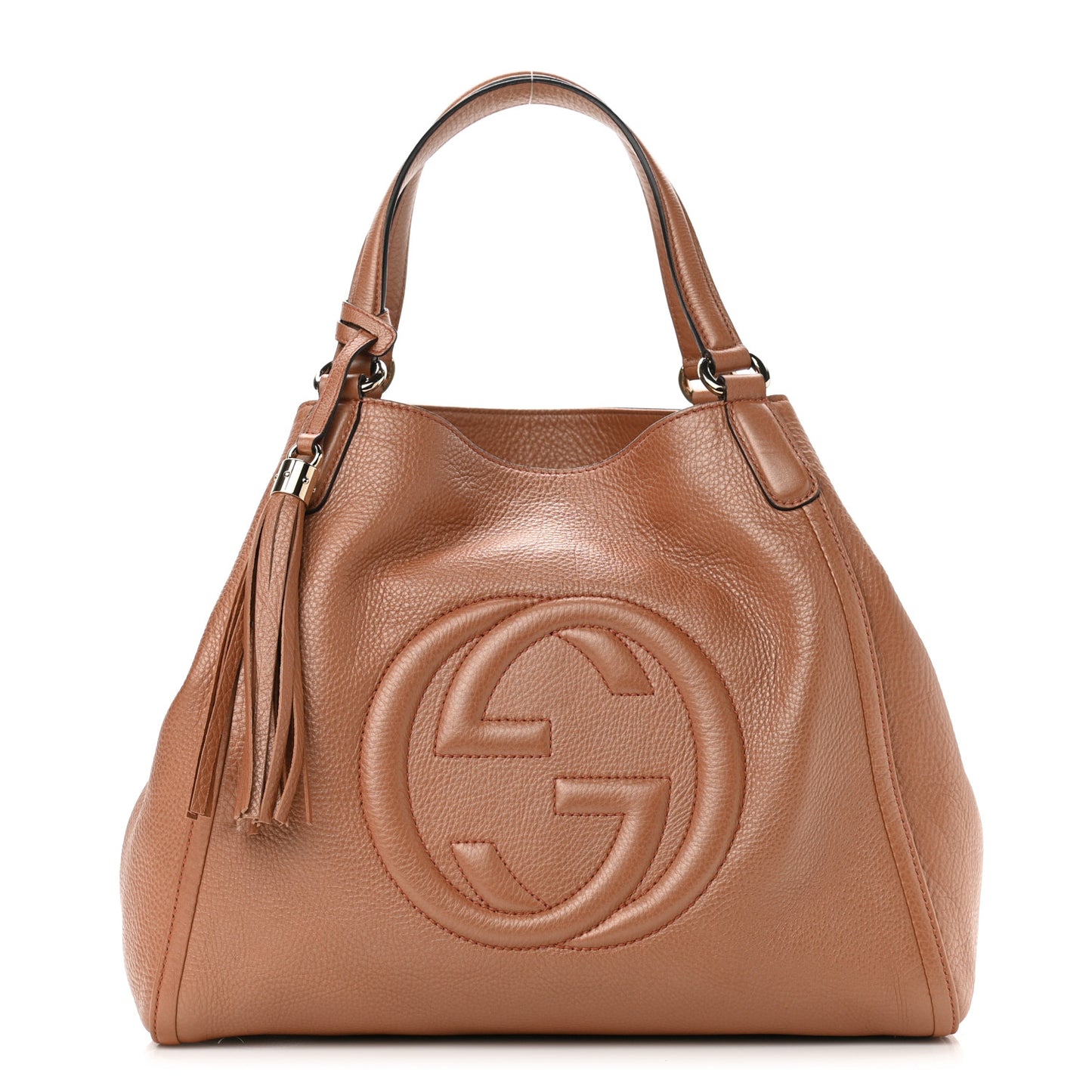 Metallic Pebbled Calfskin Medium Soho Shoulder Bag Pink