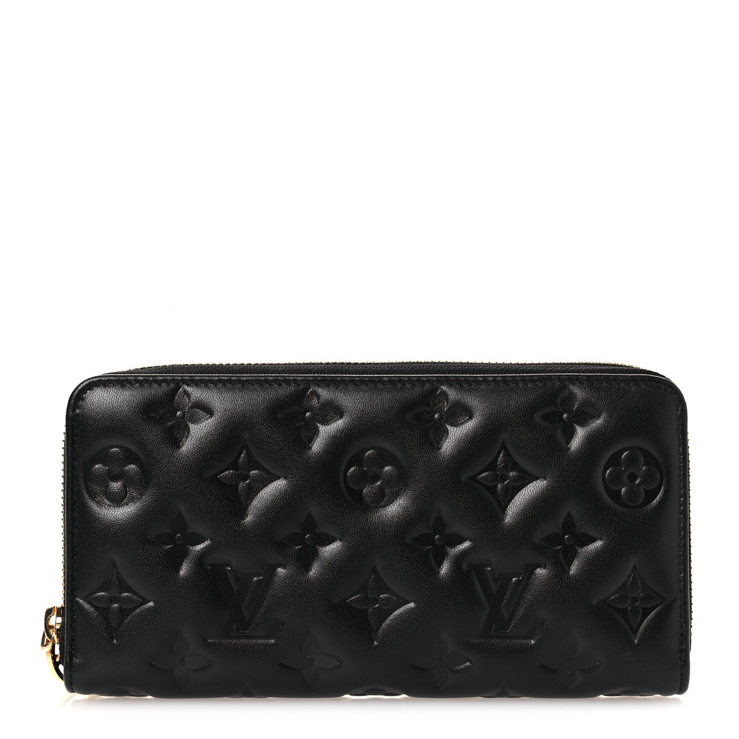 Louis Vuitton Lambskin Embossed Monogram Coussin Zippy Wallet Black 1 of 6