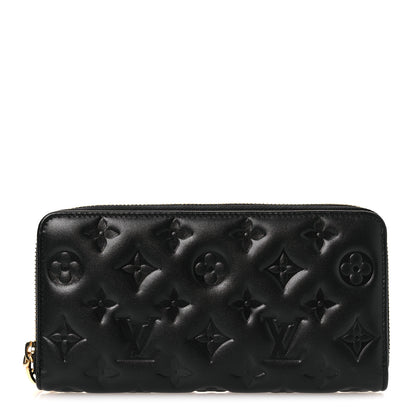 Louis Vuitton Lambskin Embossed Monogram Coussin Zippy Wallet Black 1 of 6