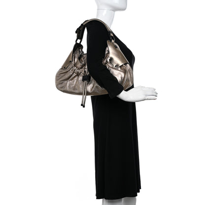 Burberry Metallic Calfskin Warrior Hobo Gold 2 of 13