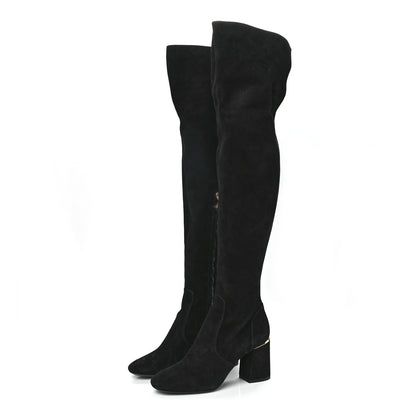 Louis Vuitton Suede Skyline Thigh High Boots 38.5 Black 3 of 6