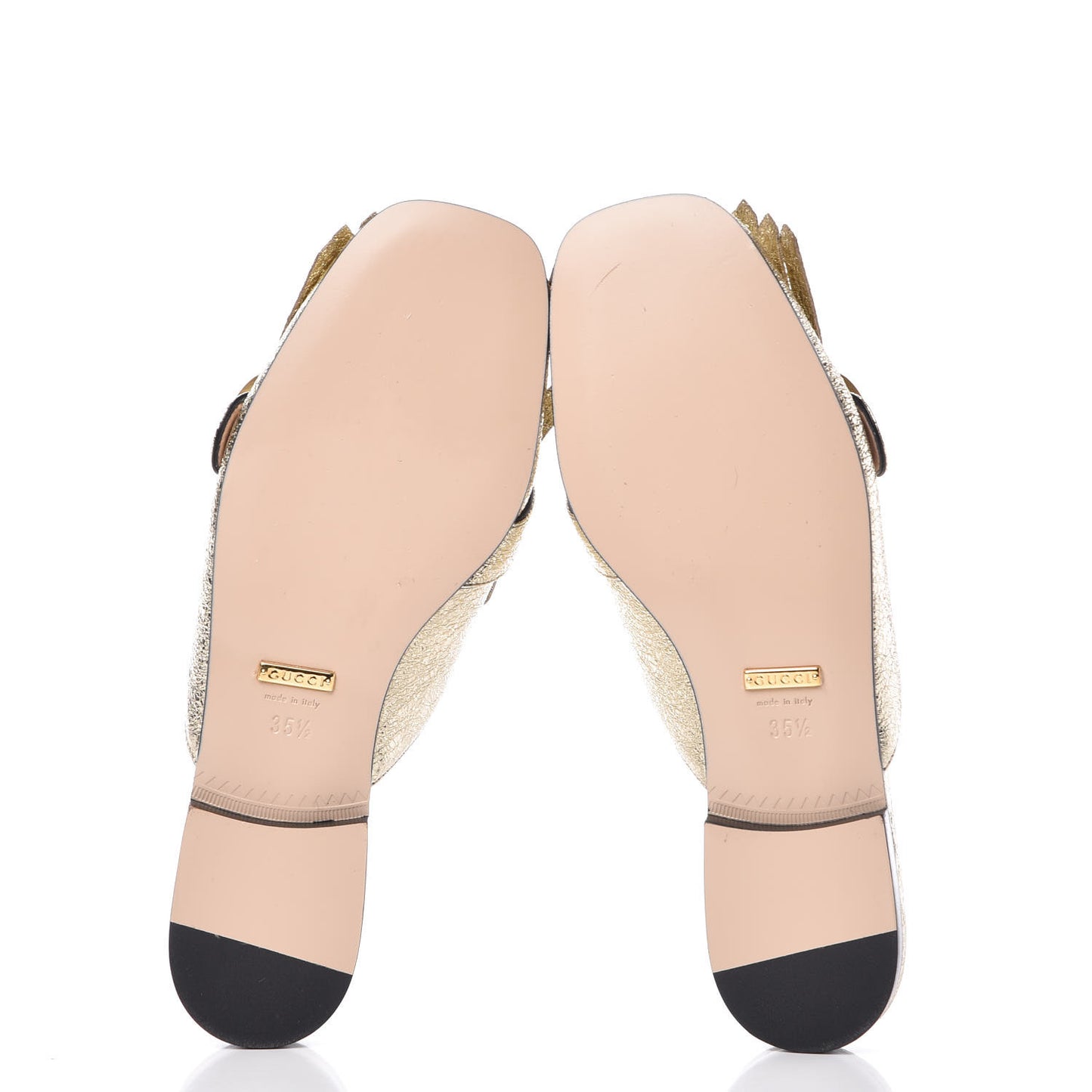 Galassia Womens GG Marmont Fringe Slippers 35.5 Platino