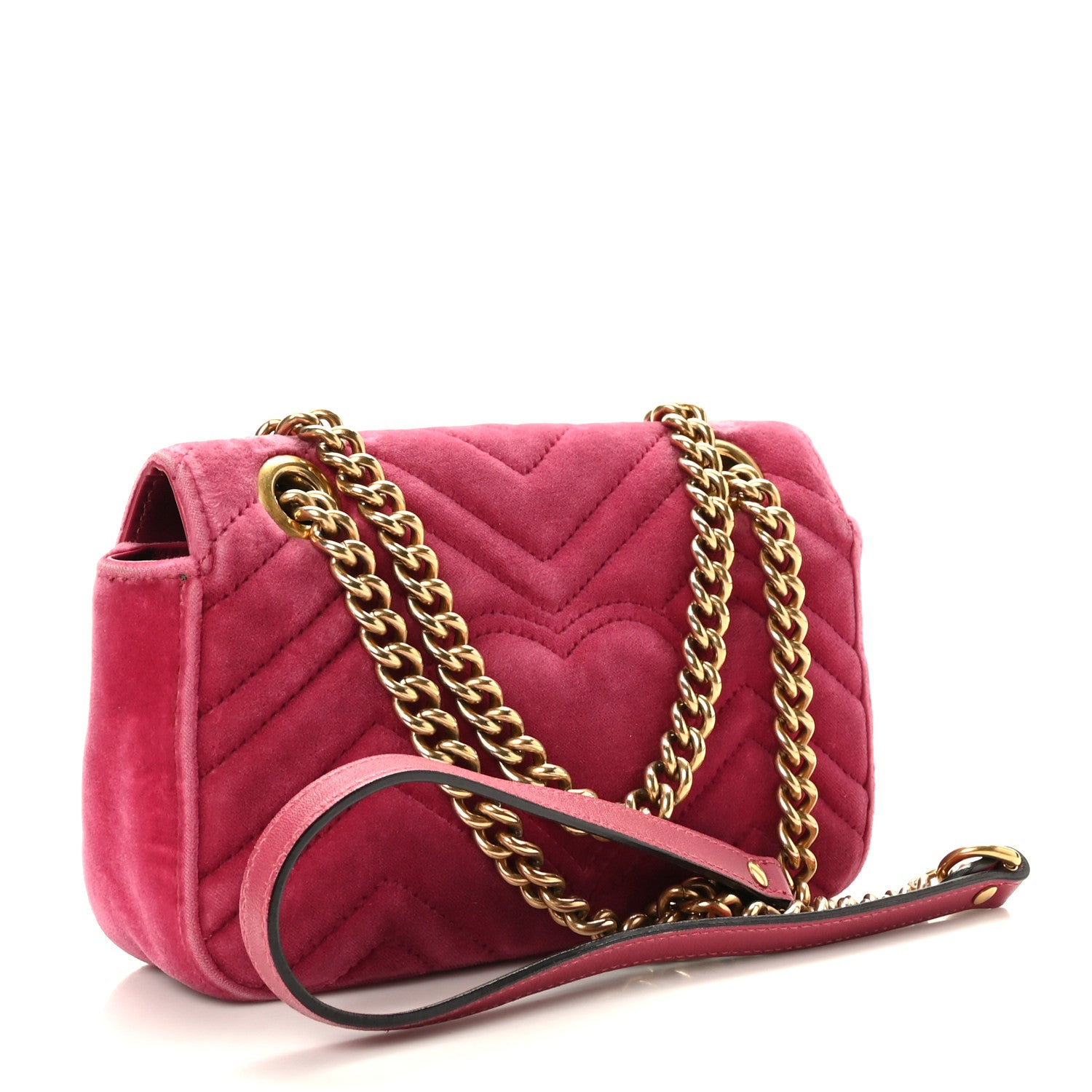 Gucci Velvet Matelasse Medium GG Marmont Shoulder Bag Light Raspberry Rose 3 of 9
