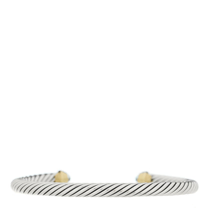 David Yurman Sterling Silver 14K Yellow Gold Blue Topaz 4mm Cable Classics Bracelet 2 of 3