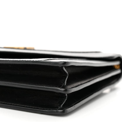 Saint Laurent Calfskin Crocodile Embossed Gaby Satchel Black 10 of 13