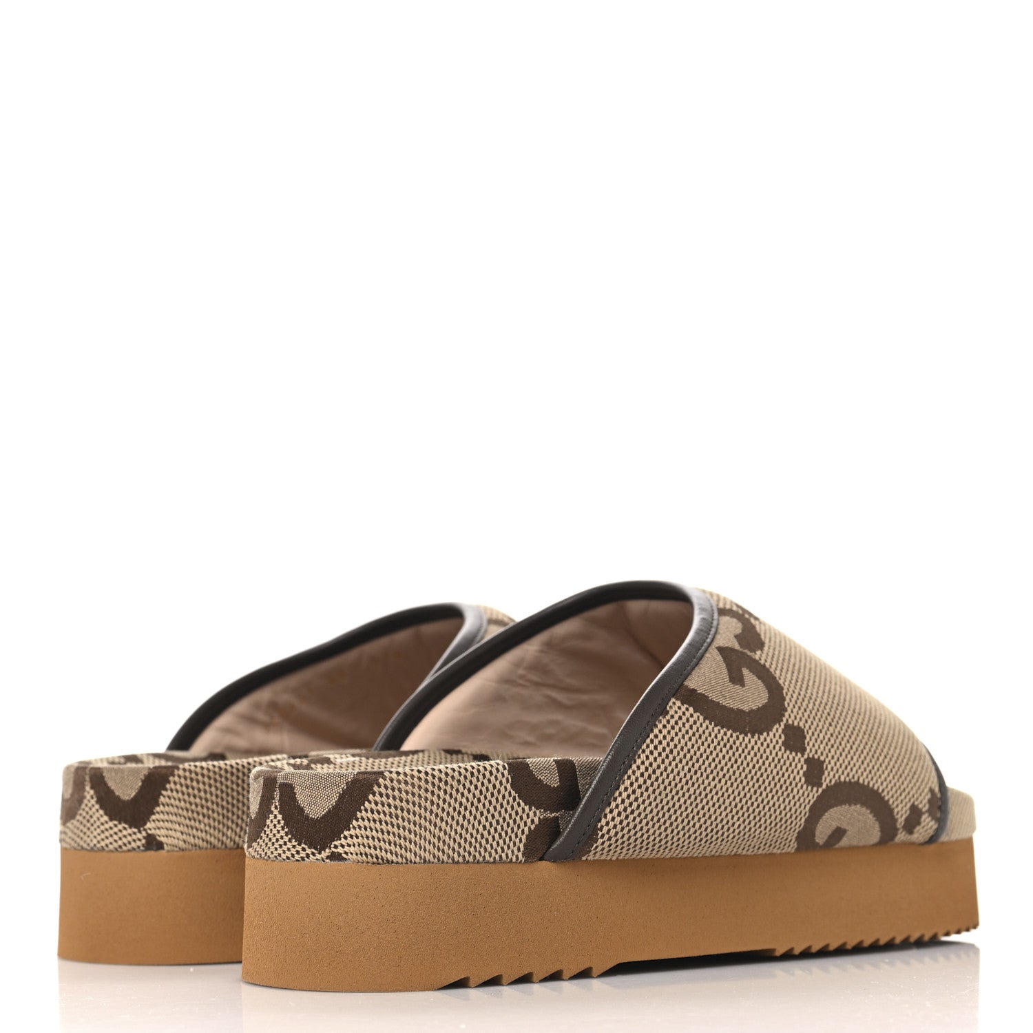 Gucci Monogram Jumbo GG Nappa Samoa Platform 40mm Slide Sandals 40 Camel Ebony New Acero 5 of 9