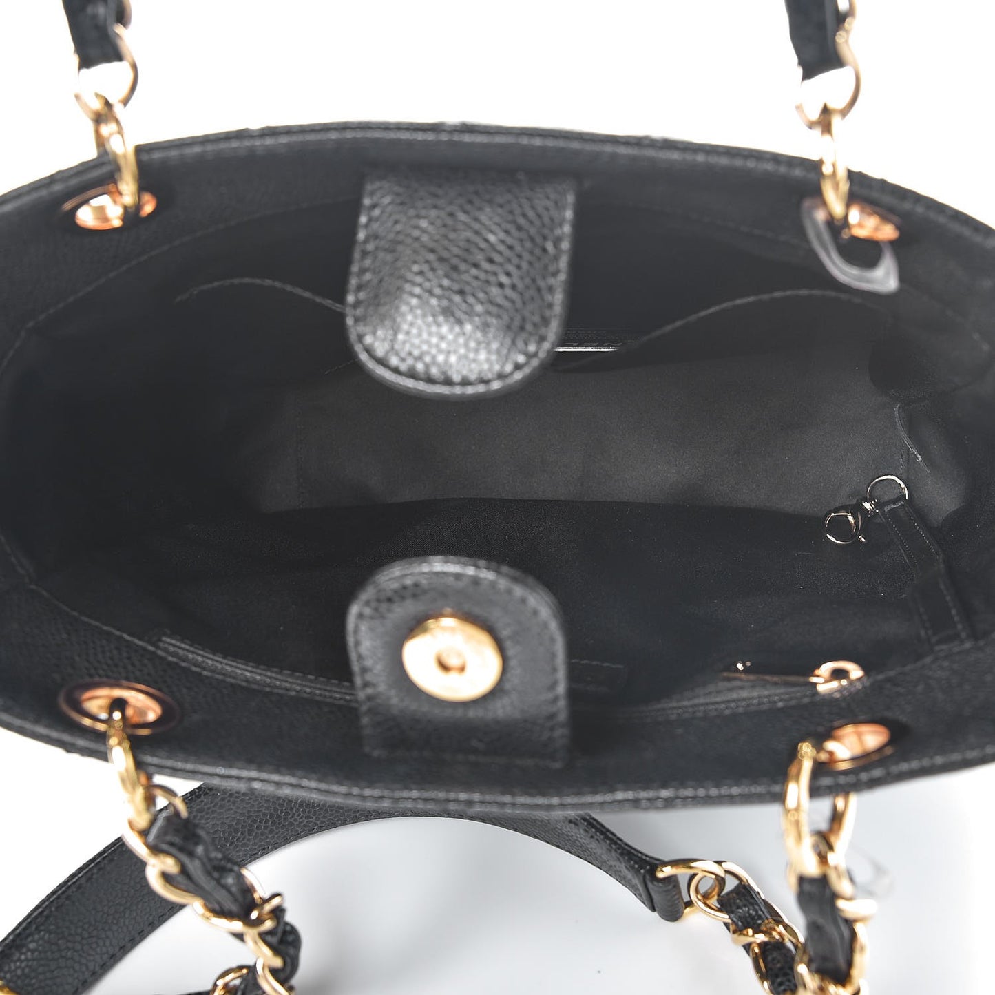 Caviar Quilted Petit Shopping Tote PST Black
