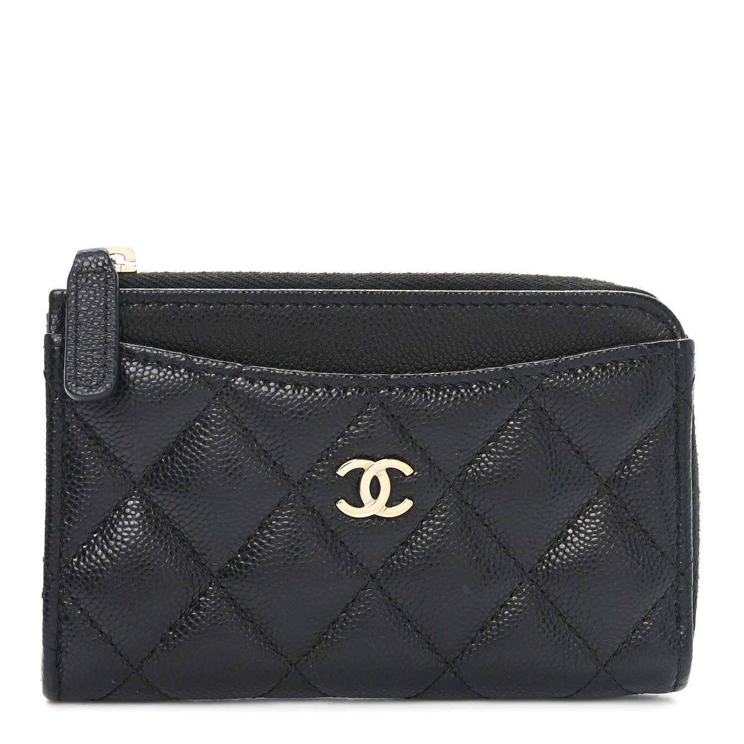 Chanel Caviar Quilted CC Zip Around Card Holder Black 1 of 8