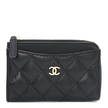Chanel Caviar Quilted CC Zip Around Card Holder Black 1 of 8
