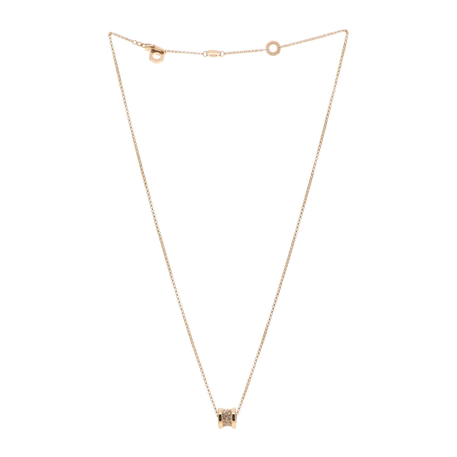 Bulgari 18K Yellow Gold Diamond Small B.Zero1 Pave Pendant Necklace 3 of 7