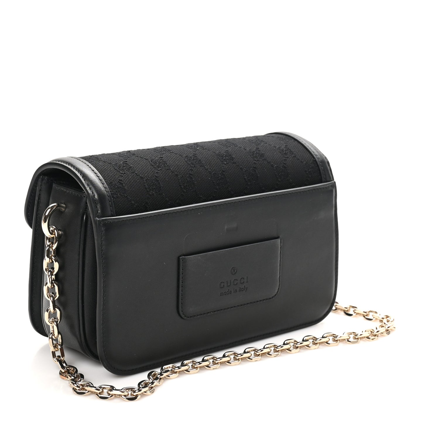 Crepe Wool Silk GG Monogram Go Small Shoulder Bag Black