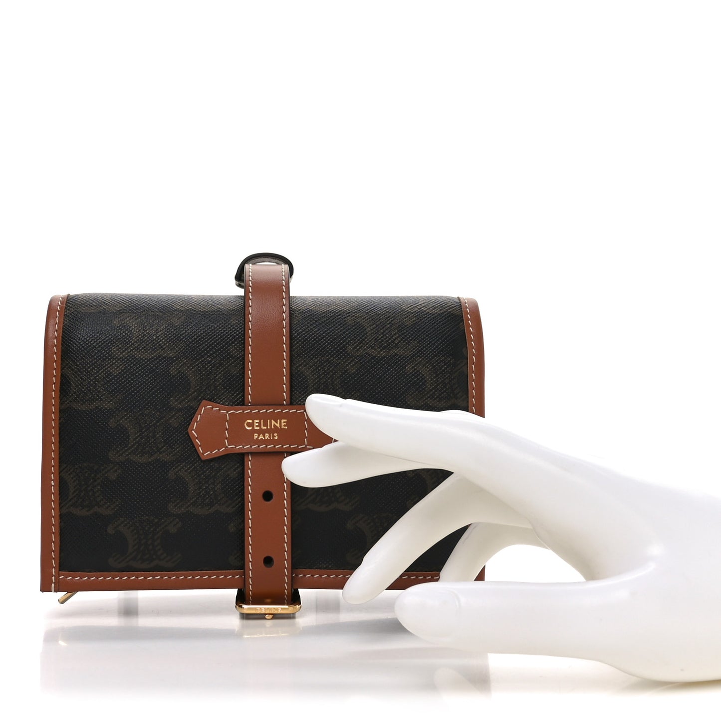 Triomphe Canvas Calfskin Jewelry Pouch Tan