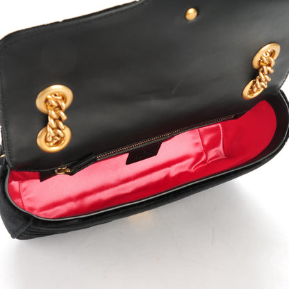Gucci Velvet Matelasse Small GG Marmont Shoulder Bag Black 5 of 7