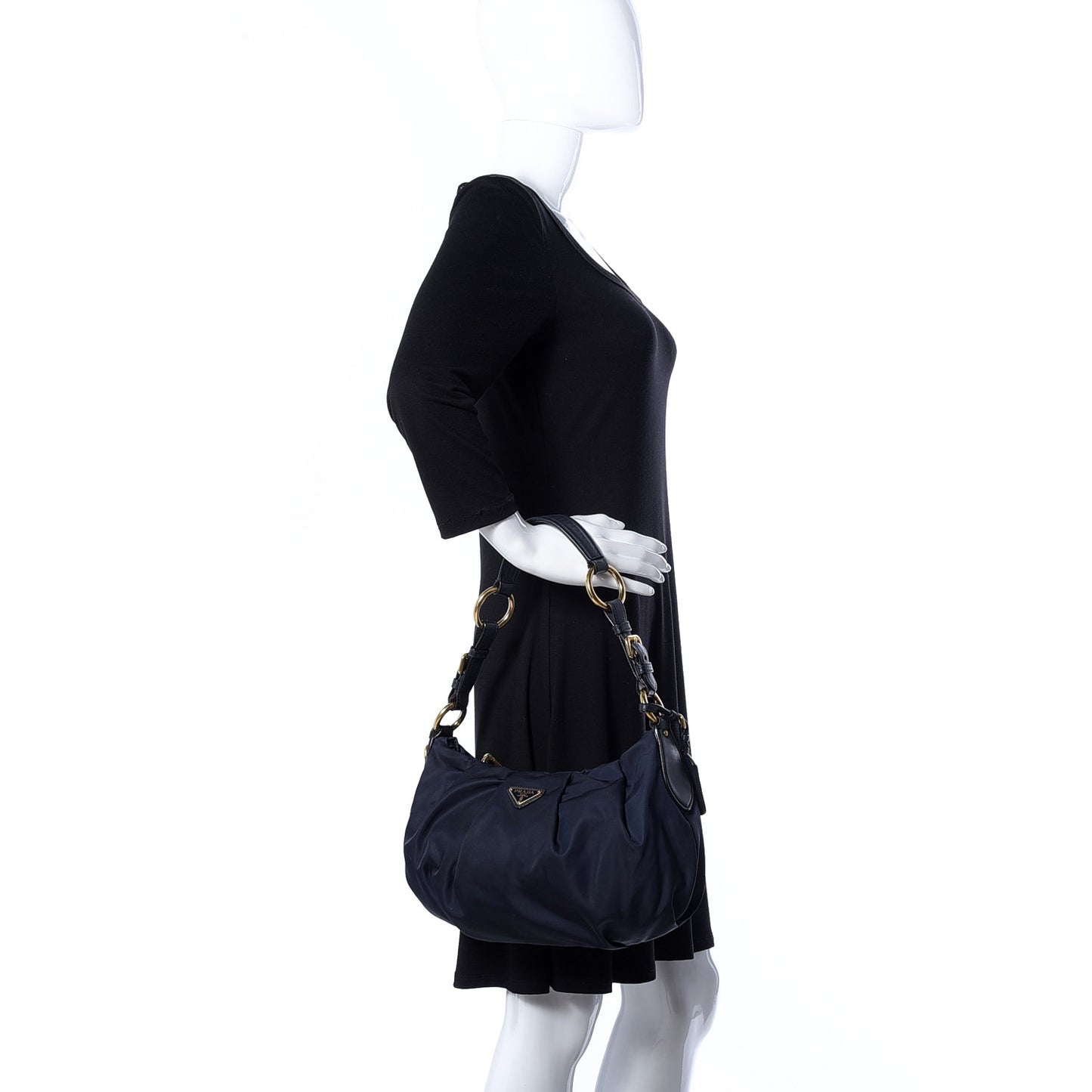 Tessuto Nylon Calfskin Hobo Baltico