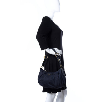 Prada Tessuto Nylon Calfskin Hobo Baltico 2 of 9