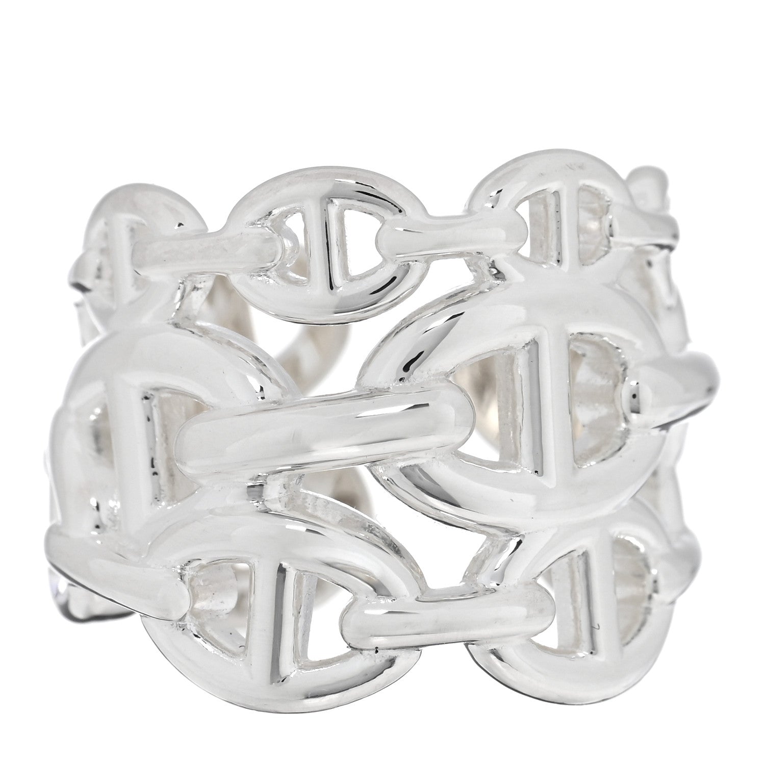 Hermes Sterling Silver GM Chaine d'ncre Enchainee Band Ring 53 6.5 1 of 4