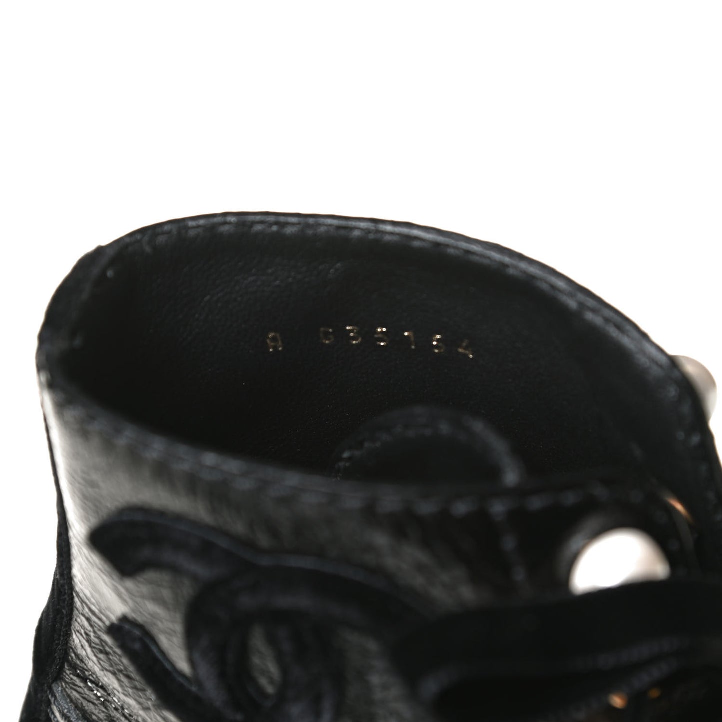Shiny Calfskin Velvet Pearl Combat Short Boots 37 Black