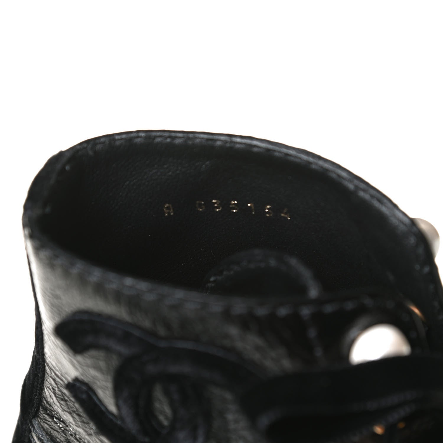 Chanel Shiny Calfskin Velvet Pearl Combat Short Boots 37 Black 11 of 12