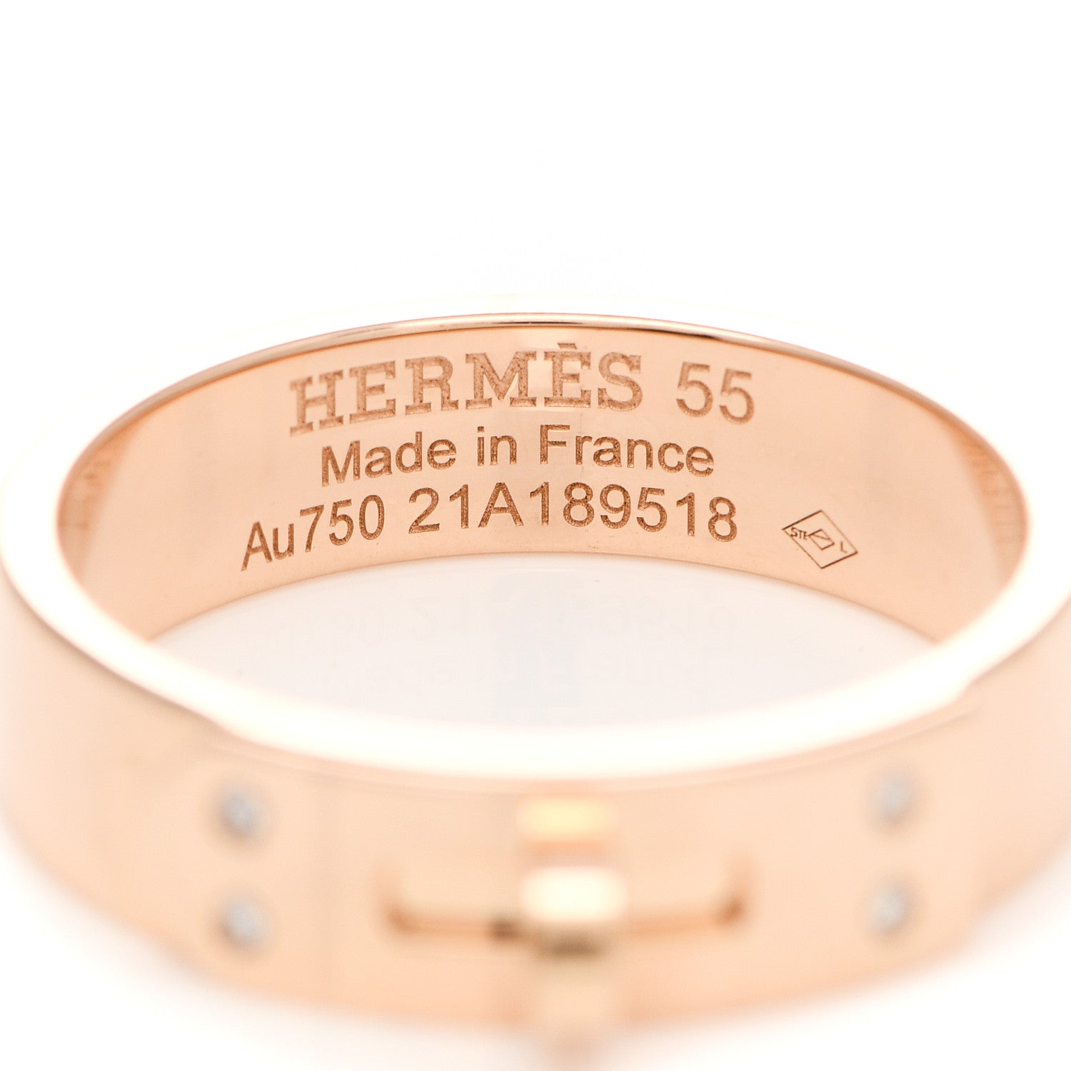Hermes 18K Rose Gold Diamond PM Kelly Ring 55 7.25 4 of 4