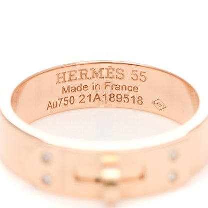 Hermes 18K Rose Gold Diamond PM Kelly Ring 55 7.25 4 of 4
