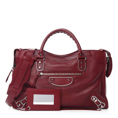 Balenciaga Chevre Silver Metallic Edge Hardware City Rouge Lie De Vin 1 of 10