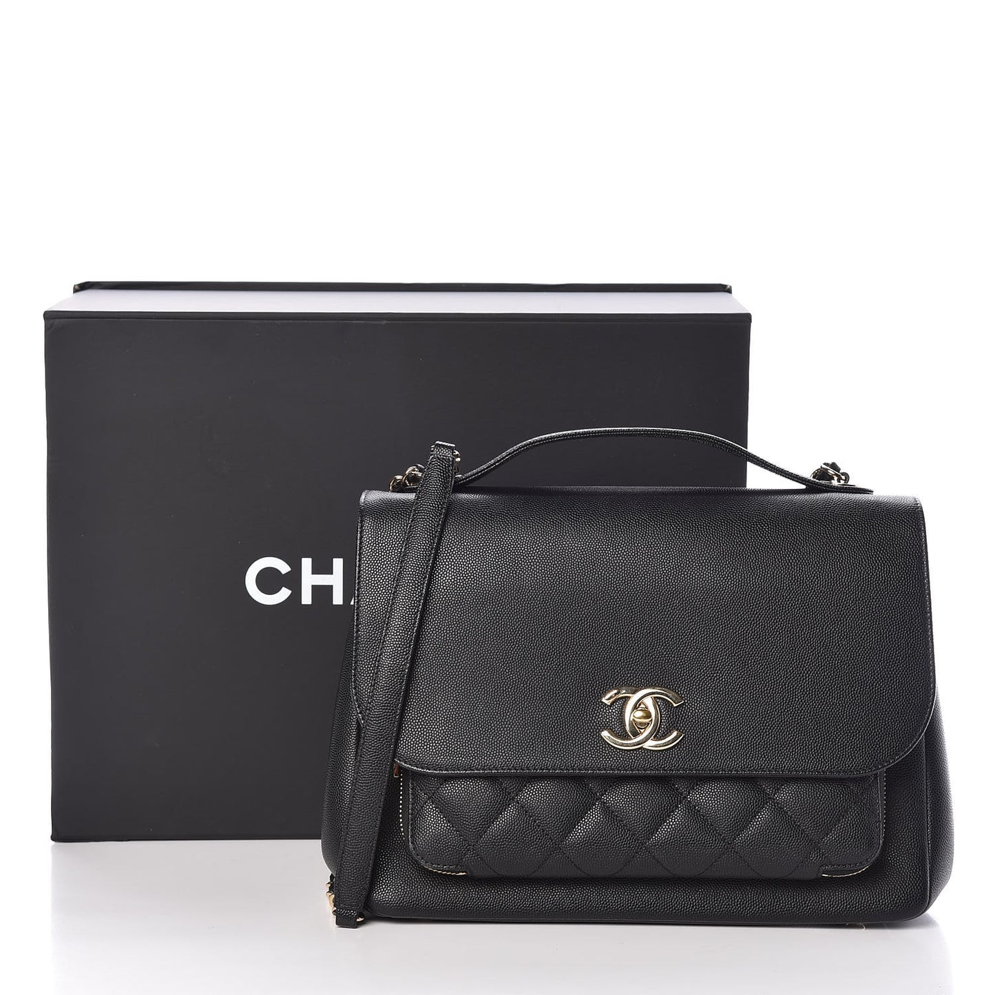 Caviar Quilted Large Business Affinity Flap Black