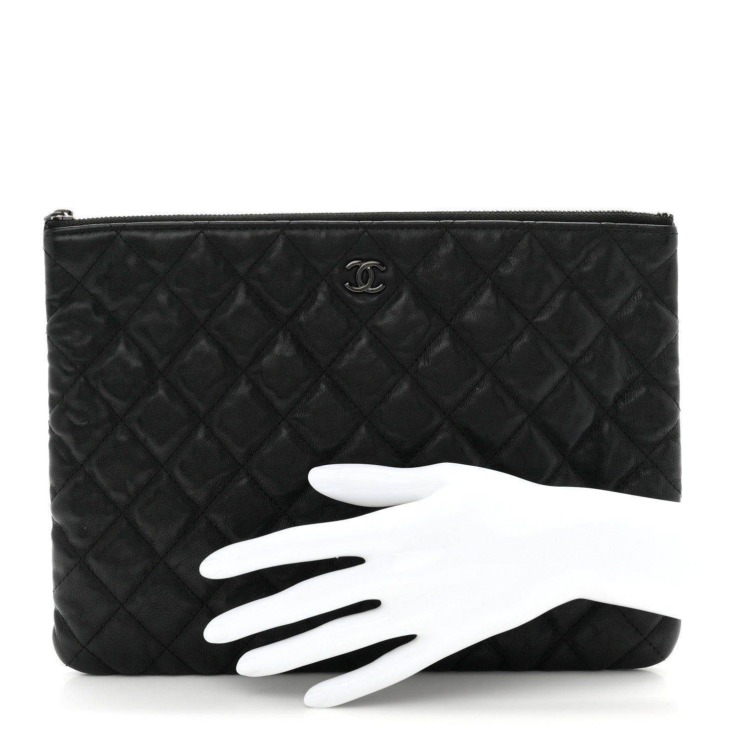 Chanel Crumpled Calfskin Quilted Medium Cosmetic Case So Black 2 of 7