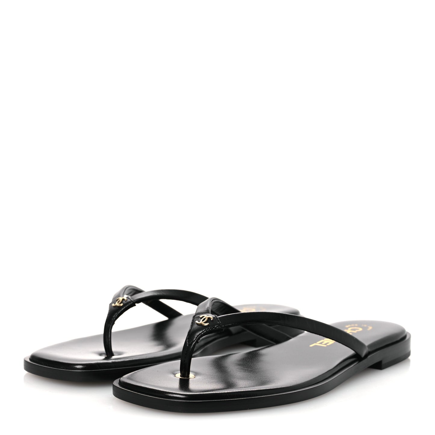 Goatskin CC Times Square Thong Sandals 37 Black
