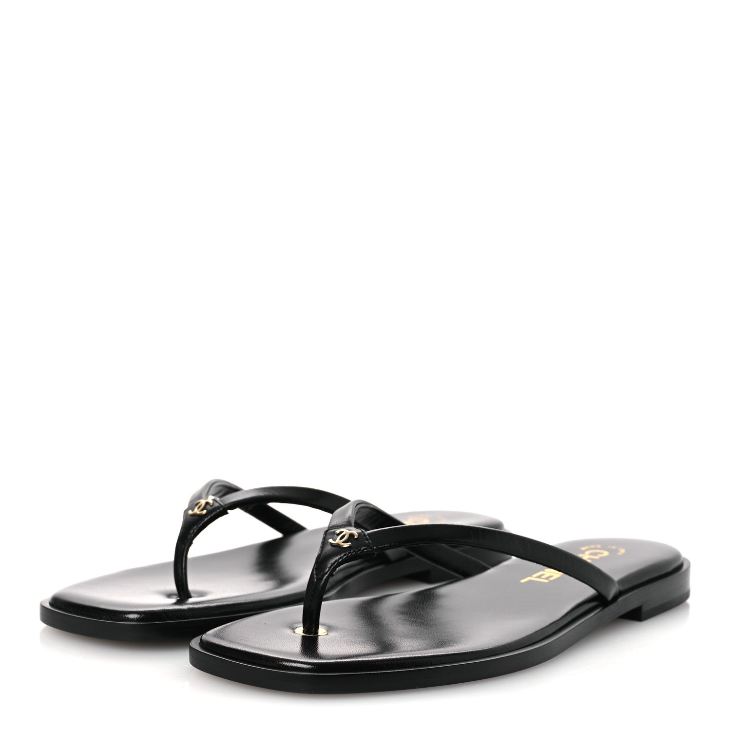 Chanel Goatskin CC Times Square Thong Sandals 37 Black 4 of 12