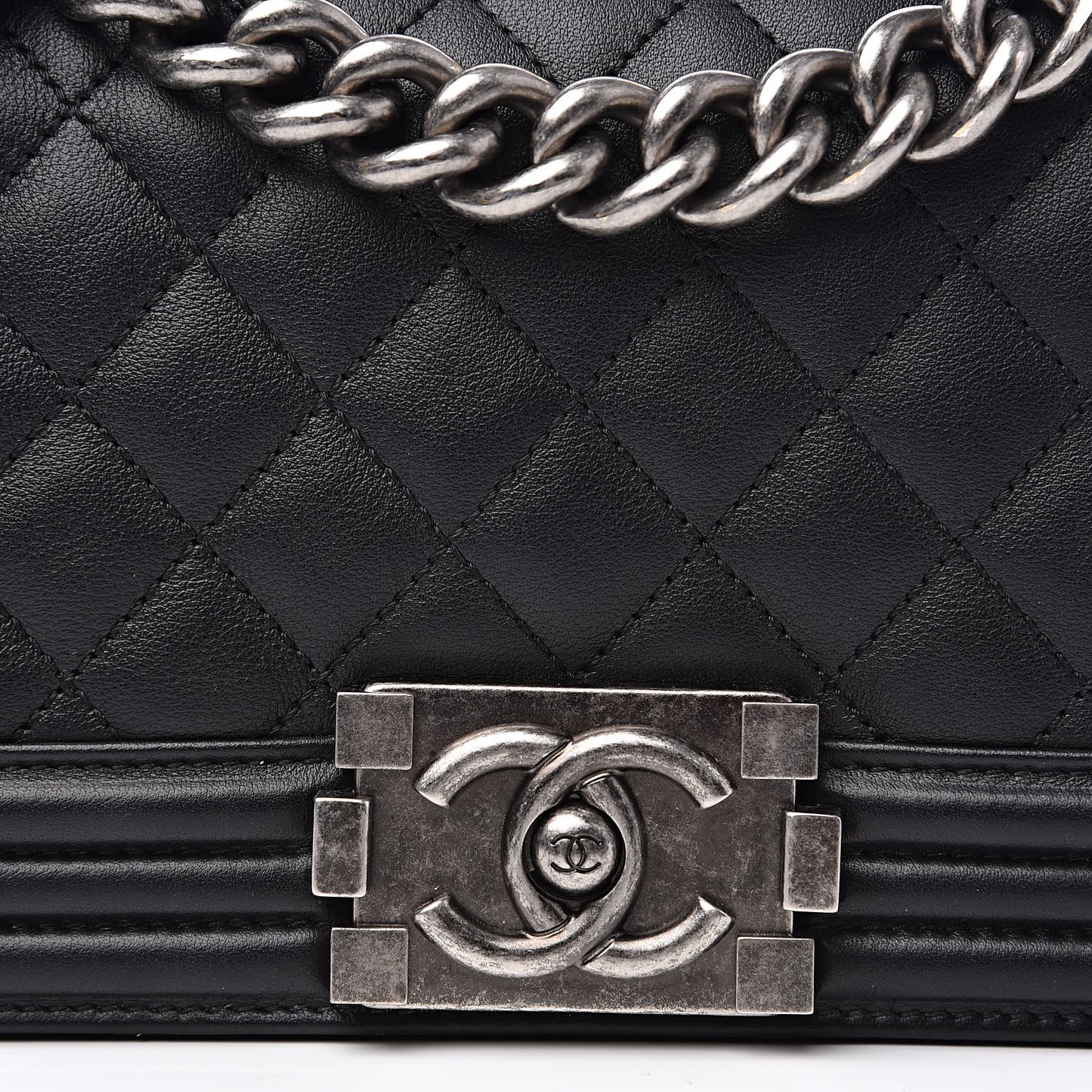 Lambskin Quilted Small Boy Flap Black