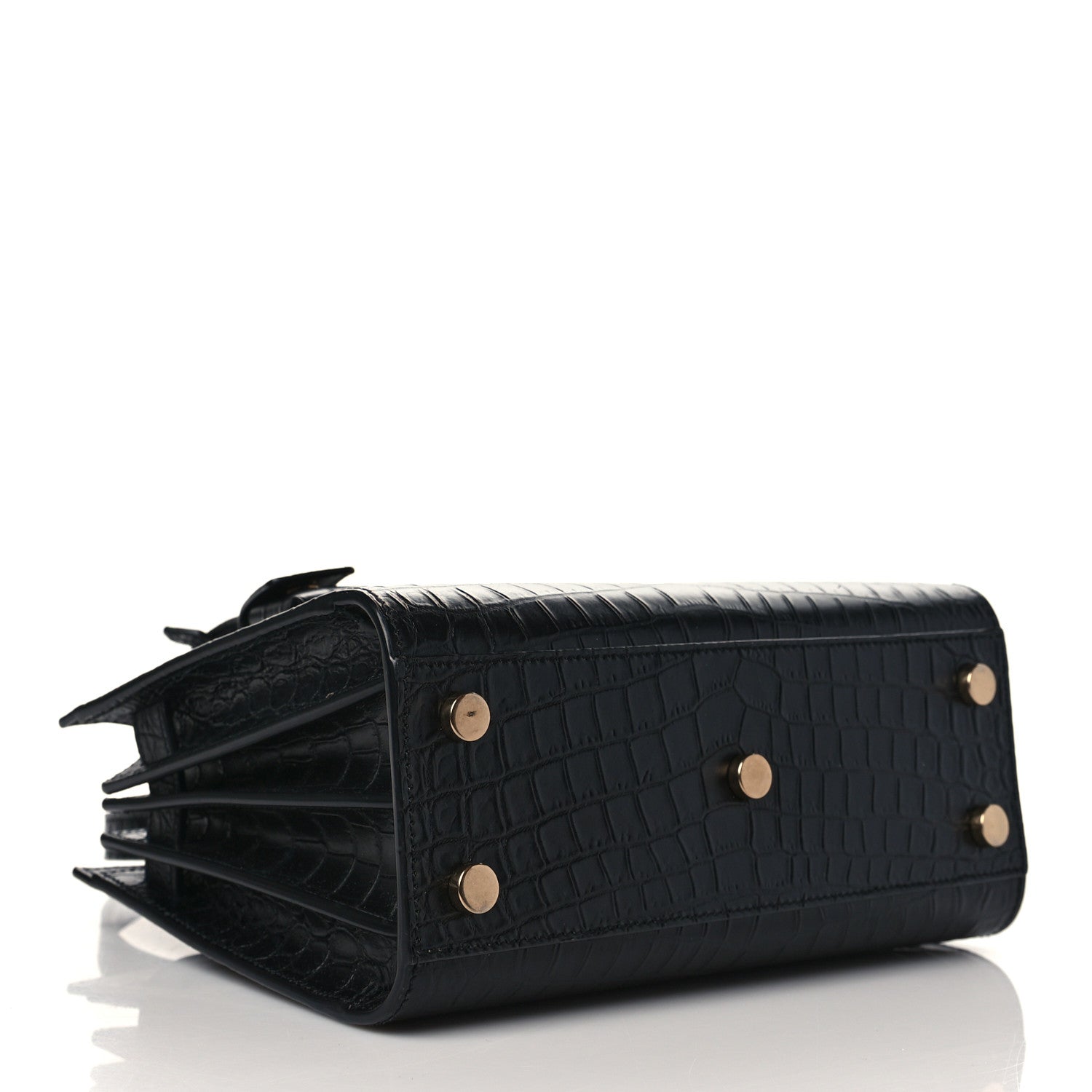 Saint Laurent Calfskin Crocodile Embossed Nano Sac De Jour Black 3 of 9